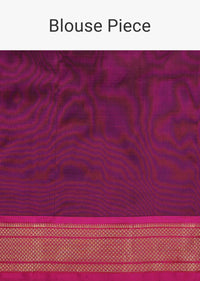 Grape Purple Maharashtrian Paithani Woven Saree In Katan Silk With Paithani Pallu And Unstitched Blouse