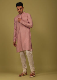 Petal Pink Striped Art Silk Kurta