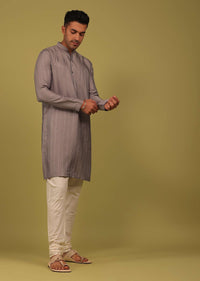 Lilac Purple Striped Art Silk Kurta