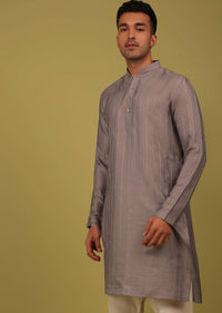 Lilac Purple Striped Art Silk Kurta