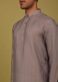 Lilac Purple Striped Art Silk Kurta