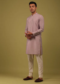 Lavender Purple Striped Art Silk Kurta