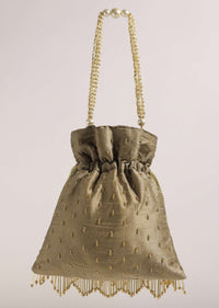 Coffee Brown Potli Bag With Tassels And A Handworked Handle