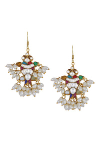 Jadau Kundan Dangler Earrings With White Pearl Drops