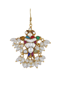 Jadau Kundan Dangler Earrings With White Pearl Drops