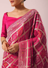 Peach Dola Silk With Bandhani Weave Detail