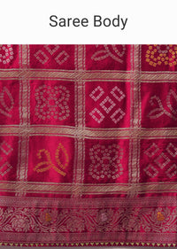 Peach Dola Silk With Bandhani Weave Detail