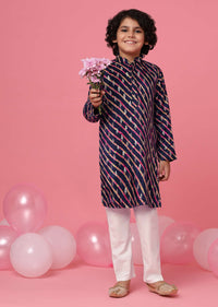 KALKI Midnight Blue Printed Kurta Set With Zari Work For Boys