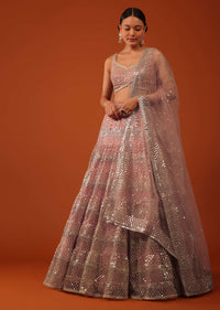 Onion Pink Georgette Lehenga Set With Sequin Embroidered Work