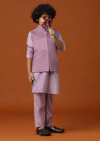 Kalki Mauve Purple Embroidered Kurta Jacket Set For Boys