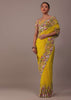 Canary Yellow Organza Saree With 3D Floral Embroidery