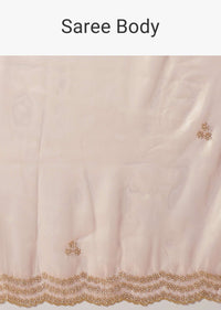 Rose Gold Toned Foil Saree In Tissue With Cut Dana Embroidered Borders