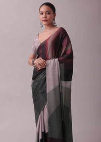 Multicolor Saree In Satin With Abstract Print All Over