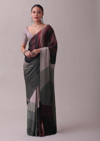 Multicolor Saree In Satin With Abstract Print All Over