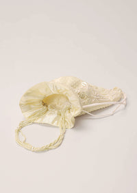 Beige White Potli Hand Embroidered In Raw Silk