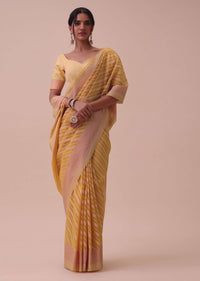 Marigold Yellow Handloom Chanderi Kora Silk Saree