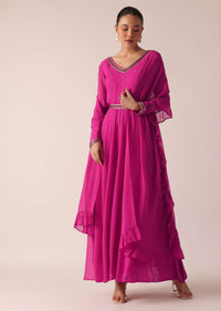 Pink Embroidered Anarkali Set