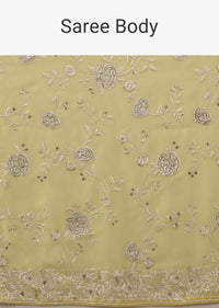 Light Yellow Parsi Gara Saree With Resham Work All Over