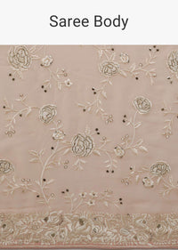 Peach Pink Parsi Gara Saree With Resham Work All Over