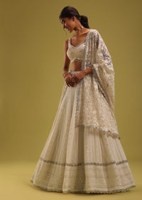 Ivory White Lehenga Set With Intricate Lucknowi Embroidery