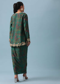 Green Silk Jacket And Dhoti Set