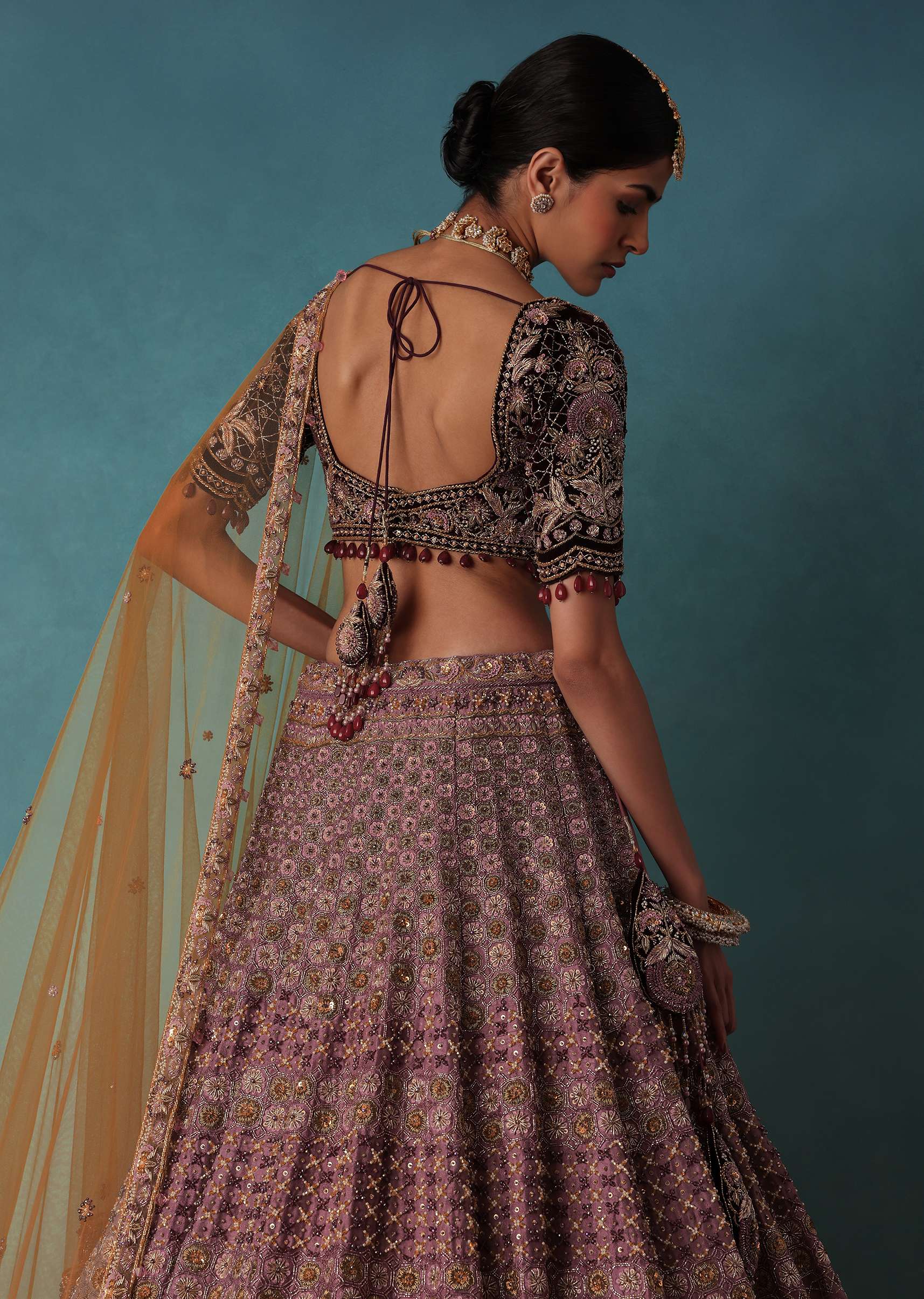 Petal Pink Bridal Lehenga And Blouse Set With 3D Embroidery