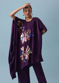 Purple Sequin Kaftan And Pant Set