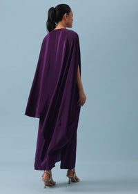 Purple Sequin Kaftan And Pant Set