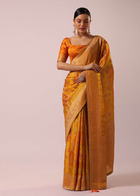 Orange Brocade Weave Rangkat Saree