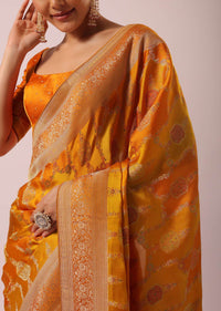 Orange Brocade Weave Rangkat Saree