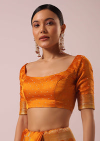 Orange Brocade Weave Rangkat Saree