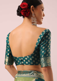 Green Silk Rangkat Saree With Bandhani Detail