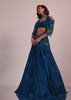 Blue Embroidered Bridal Lehenga And Blouse Set In Crushed Shimmer