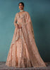 Peach Bridal Lehenga Set In Organza With Jacket