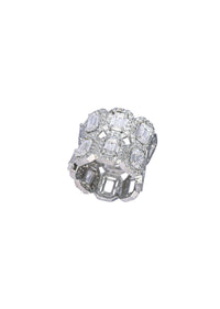 92.5 Sterling Silver Ring With Encrusted Zirconia
