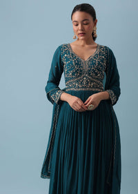 Blue Anarkali Set With Zardozi Work