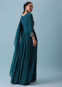 Blue Anarkali Set With Zardozi Work