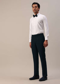 Bottle Green Cut Dana Studded Tuxedo Set In Polyester