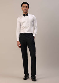 Black Crystal Studded Tuxedo Set In Terry Rayon