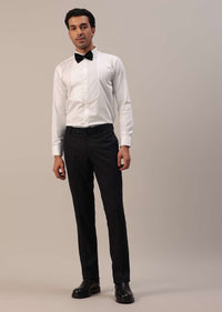 Black Cut Work Embroidered Tuxedo Set In Terry Rayon