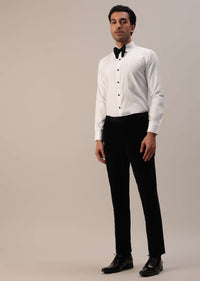 Black Velvet Tuxedo Set With Cut Work Embroidery