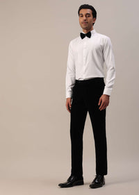 Black Micro Velvet Tuxedo Set With Cut Work Detailing