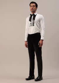 Black Crystal Handwork Tuxedo Set In Velvet