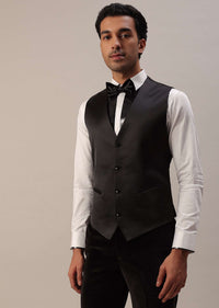 Black Crystal Handwork Tuxedo Set In Velvet