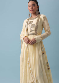 Off White Anarkali With Gota Work Dupatta