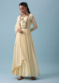 Off White Anarkali With Gota Work Dupatta