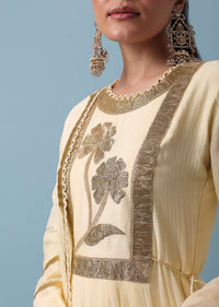 Off White Anarkali With Gota Work Dupatta