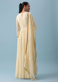 Off White Anarkali With Gota Work Dupatta