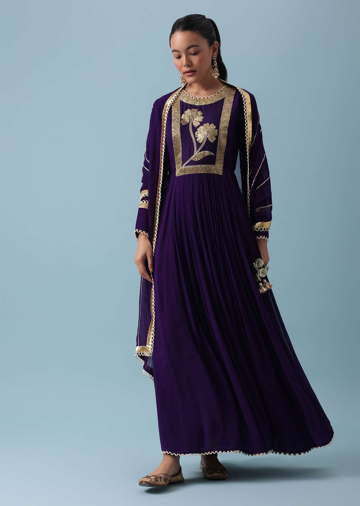 Purple Anarkali With Gota Work Dupatta