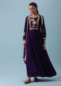 Purple Anarkali With Gota Work Dupatta